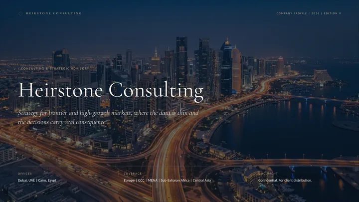 Forsiden av selskapsprofilen til Heirstone Consulting