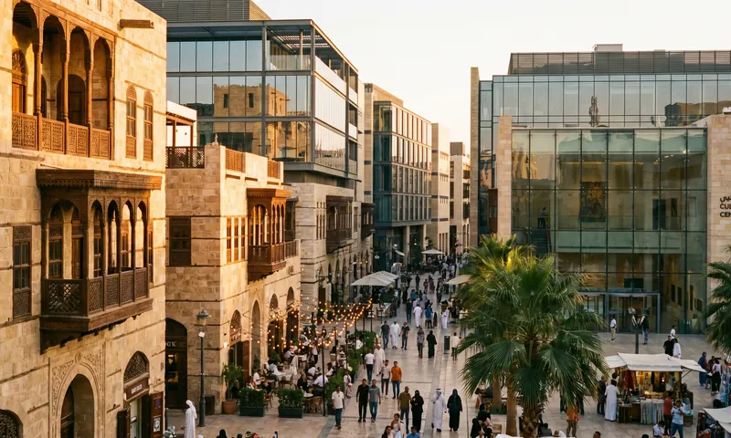 Aerial view of a historic urban quarter undergoing regeneration