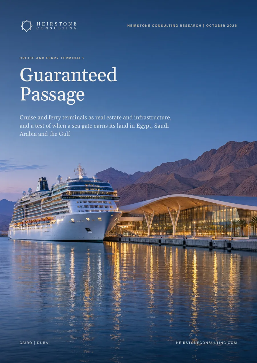 غلاف تقرير أبحاث Heirstone Consulting «محطات السفن السياحية والعبّارات: عبورٌ مضمون»
